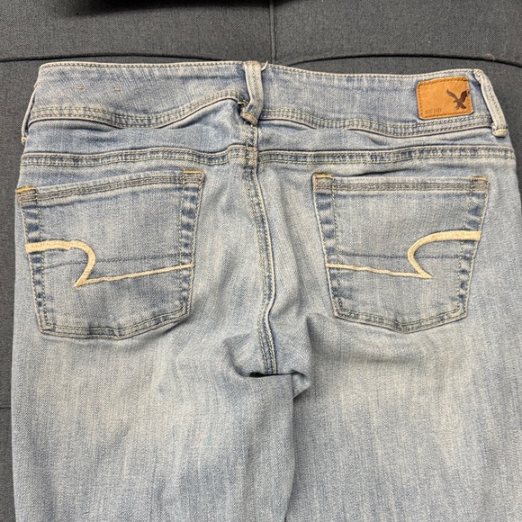 AEO American Eagle Outfitters Light Blue Boot Cut Kick Boot Stretch Blue Jeans - Picture 7 of 12